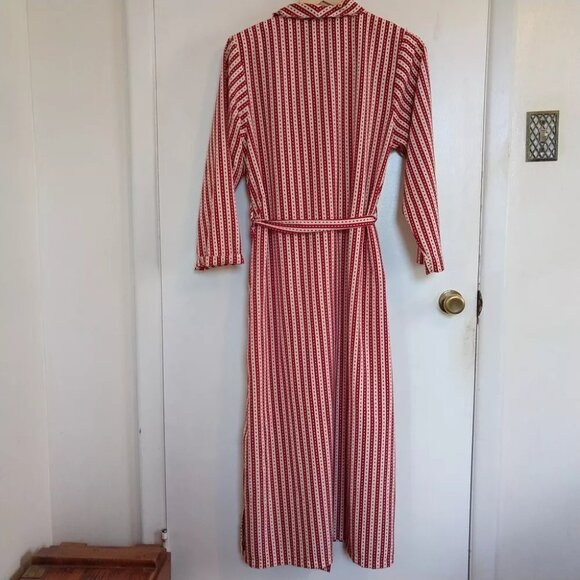 Red Stripe Wrap Dress Long Retro '70s Style Jones New York Pockets Sash Size S - Picture 6 of 8
